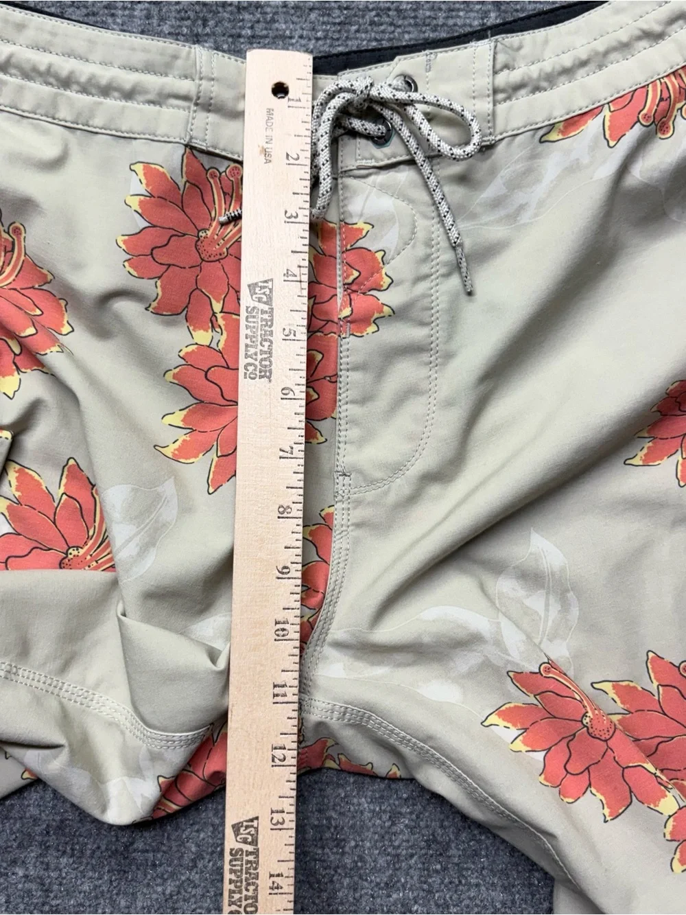 Vissla Board Shorts Mens 32 Gray Surf Beach Drawstring Floral Swim Trunks